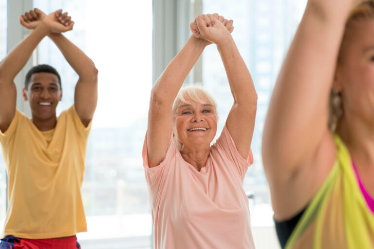 active senior woman exercising and maintaining healthy lifestyle