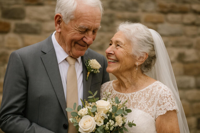 elderly couple celebrating marriage and lifelong partnership